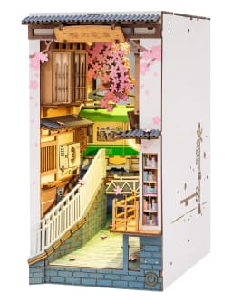 Rolife DIY 3D Wooden Book Nook Puzzle Kit with LED Bookend Diorama Miniature Bookshelf Set Ideal Gift for Adults And Teens