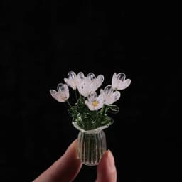 1Set Dollhouse Simulation Mini Flowers Handcrafted Floral Sculpture Floral Bouquet With Vase Lifelike Glass Flowers Gift