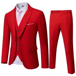 ( Blazer + Vest + Pants ) Men's Suit Slim 3 Pieces Set Solid Wedding Party Prom Groom Best Male Formal Business Suit