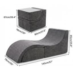 Multi Mode Foldable Ergonomic Recliner Chaise Lounge Sofa, Dense Foam Support Convertible Ottoman Footrest for Indoor Relaxation