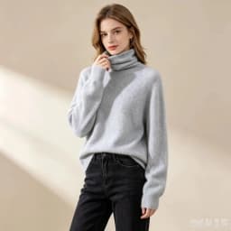 100% Pure Mink Fur Sweater Women's Pullover High Neck Knitted Sweater Autumn Winter New Item Pile Collar Thick Soft Base Sweater