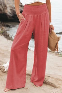 Women's Wide-leg Pants Solid Color Cotton and Linen Loose Trousers Basic Korean Style High Street Casual Pants for Female