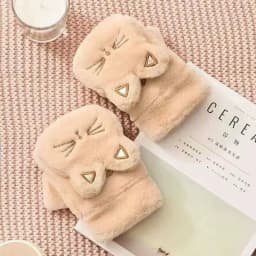 Cute Cat Plush Mittens Korean Style Thickened Fingerless Gloves Touchscreen Compatible Women Warm Flip Cover Plush Handwear