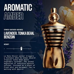 Jean Paul Gaultier Le Male Elixir Parfum for Men Long Lasting Woody Aromatic Cologne for Men with Lavender, Tonka Bean & Warm Amber - Luxury Elixir Parfum