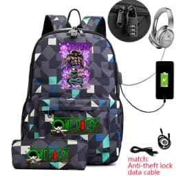 One Piece Zoro Print School Backpack Anti Theft Kids Teen Bookbag with Pencil Case