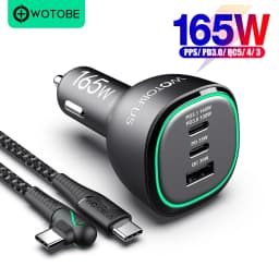 165W USB C Car Charger Adapter Super Fast Charging WOTOBEUS PD3.1 140W, PD3.0 100W PPS45W QC5 PD35W 30W for MacBook Pro 16" S22
