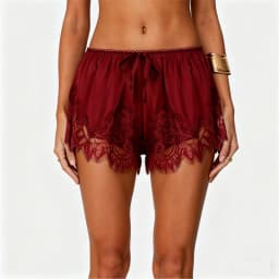 Solid Lace Trim Shorts Womens Summer Y2k Coquette Clothing French Knickers Slip Satin Bottoms Casual Loungewear Pj Shorts