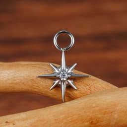 Right Grand ASTM F136 Titanium Starburst CZ North Star Charm Pendant for Ear Lobe Hoop Huggie Dangle Earrings