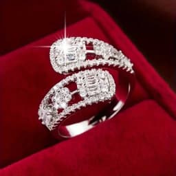 Huitan Aesthetic Flower Adjustable Finger Ring Female Brilliant Zirconia Jewelry for Engagement Ceremony Delicate Accessories