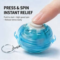 Press‑to‑Spin Fidget Ball Keychain 3D Gear Rotating Gyro Toy Stress Relief Sensory Hand Toy Portable Bag Pendant for Adults Gift