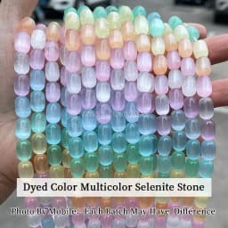 8*12mm Dyed Color Multicolor Selenite Stone Barrel Shape Beads Smooth Loose Spacer For Jewelry Making Diy Necklace Bracelet