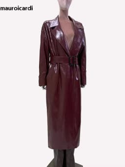 Mauroicardi Spring Autumn Extra Long Oversized Pu Leather Trench Coat for Women Sashes Elegant Chic Luxury Designer Clothes 2025