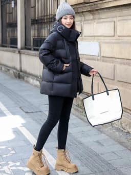 Winter Hooded Black Glossy Down Jacket Female Thick Warm Waterproof Outwears Overcoat Women White Duck Down Parker Down Jackets