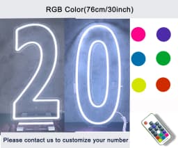 30inch Color-Changing Neon Sign Numbers - Free Standing & Hanging Option for Birthday Wedding Party Decor Lighting