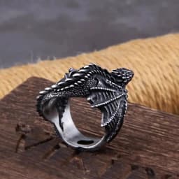 Viking Style Stainless Steel Huge Dragon Ring for Men Male Fashion Jewelry as gift with wooden box