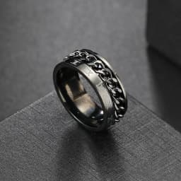 Anxiety Fidget Rings For Men Spining Titanium Stainless Steel Colorfully Spinner Rotatable Chain Jewelry Rotating Rings Men Gift