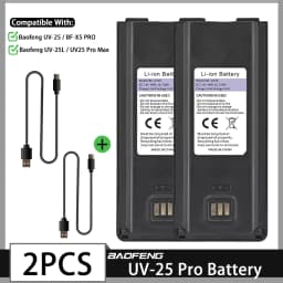 Original Baofeng UV 25 Li-ion Battery UV-25 Pro Max BL-UV25 High Capacity USB C Replacement Battery For BF-X5 UV-25L Ham Radio