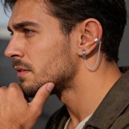 1pc Clip Earrings with Chain Stainless Steel for Women Men Punk Tassel Hoop Ear Cuffs Painless Non Piercing Fake Earring Jewelry