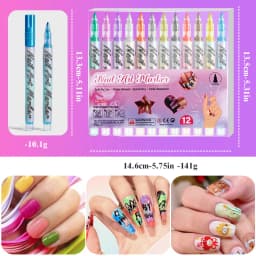 12Pcs/Set Colourful Waterproof Nail Art Graffiti Pen DIY 3D Nail Art Drawing Pen Abstract Line Manicure Tool Painting Liner