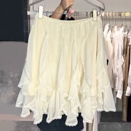 Spring Summer Autumn Elastic High Waist Cake Skirts Irregular Lace Patchwork Skirt for Women Tulle Skirt Chiffon Layered Skirts