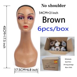 Half Shoulder Dummy Head 6Pcs/Box Fiber Glass Mannequin Head With Bottom Cover Wig Display Stand Female Mannequin Head For Wig