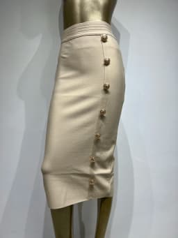 Spring New Women Bandage Skirts Elegant High Waist Midi Calf Gold Buttons Pencil Skirt High Street Office Lady Formal Clothing