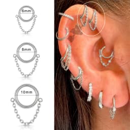 1pc Stainless Steel Simple Septum Piercing Nose Rings Women Hoop Earrings with Chain Gold Color Tragus Rook Ear Piercing Jewelry