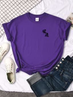 Black Chinese Characters Break The Waves Print Women T-shirt Street Soft T-shirt Sport S-XXXL Top Creative o-neck Woman Tshirt