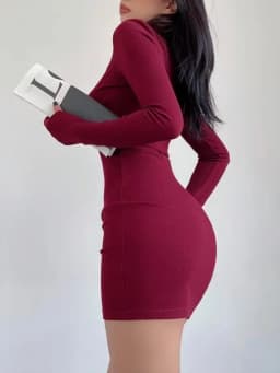 Red Half Turtleneck Mini Dress Women Y2K Long Sleeve Sexy Slim Bodycon Dress Fall Winter Ladies Streetwear Party Club Vestidos