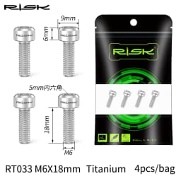 RISK 4PCS M6x16/18/20mm Bicycle Disc Brake Fixed Bolts with Washer Titanium Mountain Bike Brake Caliper Clamp