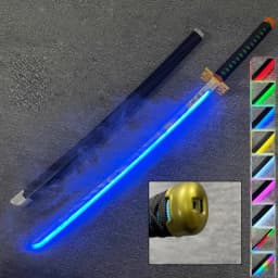 40in Demon Slayer Agatsuma Zenitsu Katana LED Mist Original Sabre Vapor Cosplay Accessories Prop Wood Schwert Vapour Toy Gift