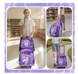 Primary School Student School Trolley Bags Set with Lunch Bag Pen bag Travel Trolley Bag for Girls Rolling Luggage Suitcase