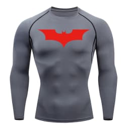 Bat Print Long Sleeve Compression Shirts for Men Gym Workout Running Tees Athletic Quick Dry Tshirts Tops Rash Guard Baselayers