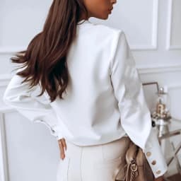 Long Sleeve 2026 Stand Collar Office Lady Tops Button Up Women Blouse White Casual Woman Shirt Fashion Black Loose Shirts 10619