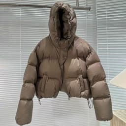 Schinteon Women White Duck Down Jacket with Hood Autumn Winter Warm Over Size Casual Short Thick Outwear 2024 New