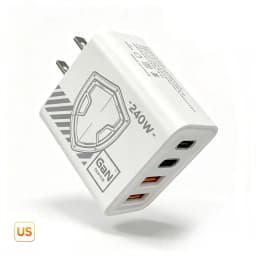 240W GAN Mechanical Pattern Multi Port Travel Charger EU US Plug Multiple Color Charging Kit with 1M Braided USB C Cable