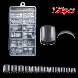 120/240pcs Short Almond Half Matte False Nail Tips 12 Size Clear Square Short Almond Soft Gel Nail Tip Full Cover Nail Extension
