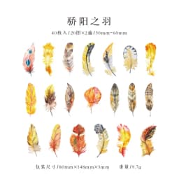 40Pcs Diary Sticker Scrapbooking  Feather Books Planner Japanese Junk Journal Kawaii Decorative Stationery Craft Sticker