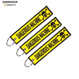 SOMEHOUR Danger Machine Keychain Jewelry Embroidered Skull Both Sides Key Rings For Bicycle Motorcycle Car Bag Women Men Gifts