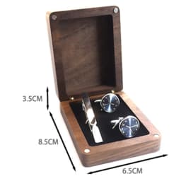 Solid Wood Black Walnut Window Exquisite Cufflink Box Sleeve Nails French Cufflink Collar Clip Box Package Gift Box