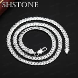 18K Gold 925 Sterling Silver 6mm Full Sideways Necklace 8/18/20/24 Inch Chain For Woman Men Fashion Wedding Engagement Jewelry