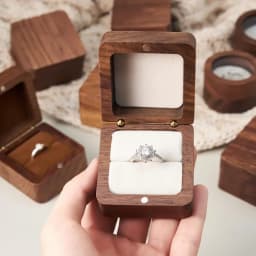 Walnut Wooden Ring Box for Proposal Blank Wood Earring Rings Jewelry Boxs Engagement Ring Box Wedding Ring Box Anniversary Gifts