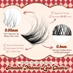 VYRILA Lashes Cluster D Curl DIY Lash Extension 3D Wispy Individual Lashes D Curl Eyelash Clusters 8-16mm Individual Lashes