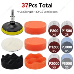 Car Waxing Sponge Pad Polishing Kit Auto Detailing Sandpaper Buffing Sanding Disc Polisher Drill Adapter Headlight Restoration