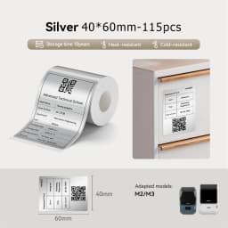 NIIMBOT M2 M3 Carbon Ribbon Laser Silver Matte Silver Thermal Transfer Sticker Outdoor Waterproof Network Organizer Tag