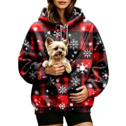 Women Fall And Winter Hoodie With Pet Pouch Oversized Pocket Colorful Print Sweatshirt For Dogs Long Sleeve Thin Hoodie Women