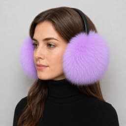 2027 New Winter Natural Real Fox Fur Earmuffs Plush Warm Decorate Women Cute Solid Ear Warmer Headphones Neck Warm Bib Scarf
