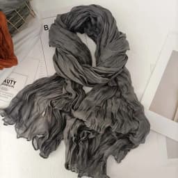 Solid Color Pleated Long Scarves Retro Autumn Winter Cotton Hemp Scarf Warm Neck Wrinkled Twisted Vintage Soft Wrap Shawl