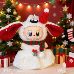 Doll Clothes for 15-17CM Labubu Clothing Merry Christmas Hat Scarf Elk Snowman Set Mini Plush Doll Accessory New Year Dress Gift