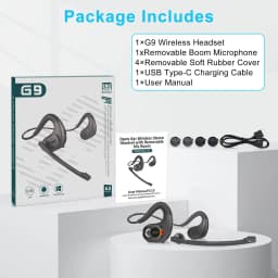 Bluetooth Headset with Detachable Microphone Multi-Point Wireless Headset Open Ear Headphones w/DSP Noise Canceling Mic for Call